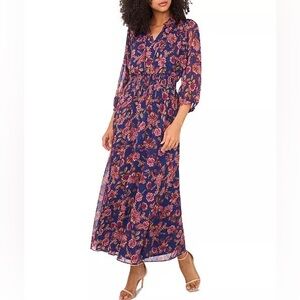 Vince Camuto Metallic Floral Maxi Dress - Medium - Like NEW